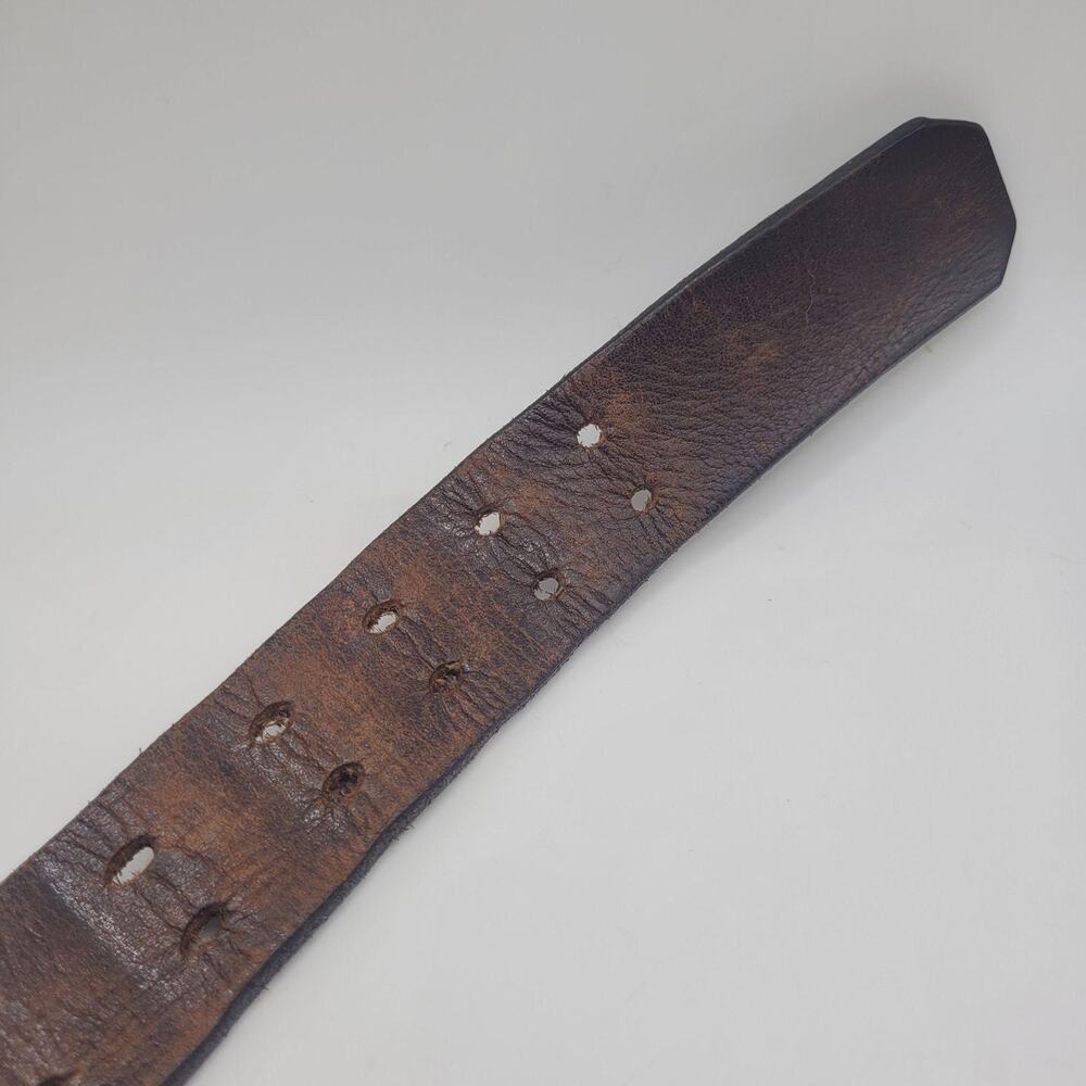 Dickies Belt Men 40 Brown Leather Double Prong Buckle Work Distressed USA Rugged - Picture 4 of 5
